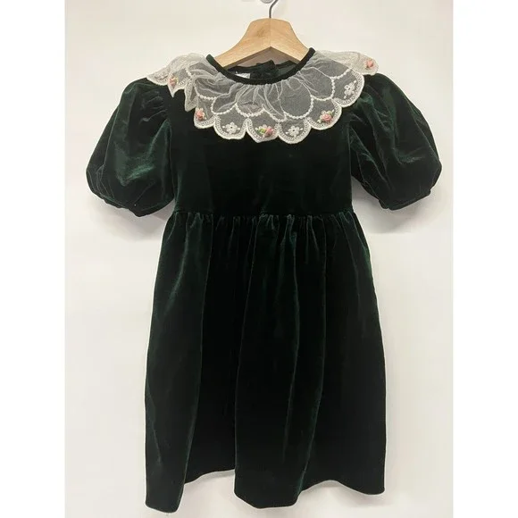 bonnie jean green velvet dress Cute dark green Unstitched suit ( free size ) – Shopping World main image 1